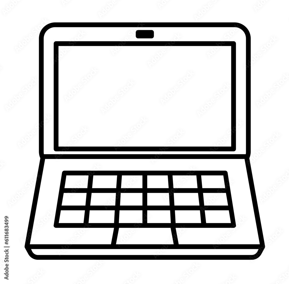 Cute laptop back to school cartoon outline icon
Cute laptop back to school cartoon outline icon