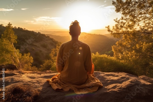 Meditating during sunrise