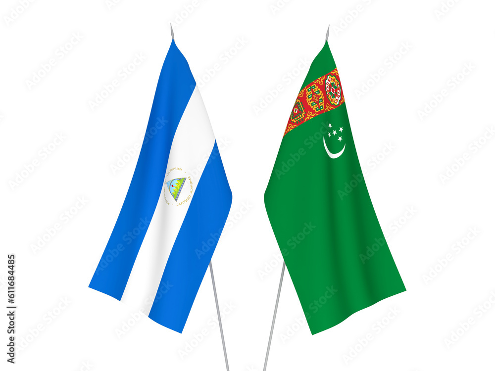 Turkmenistan and Nicaragua flags Turkmenistan and Nicaragua flags