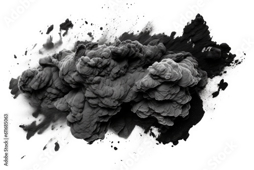 Black ash powder on a white background