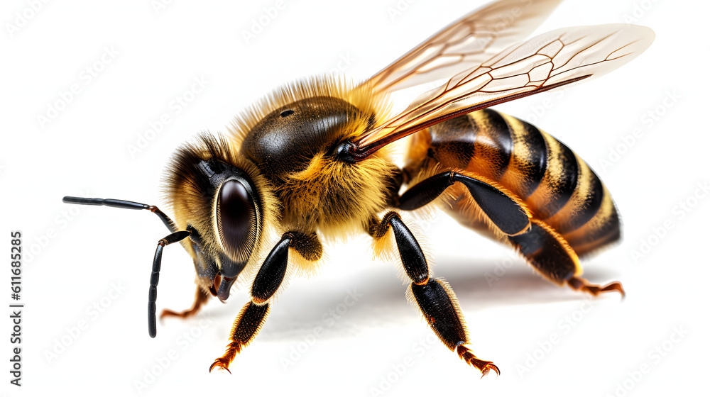 honey bee walking isolated on white background honey bee walking isolated on white background