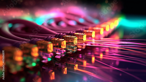 Wallpaper Mural Fiber optic cable internet. AI generative Torontodigital.ca