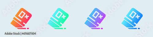 Eraser solid icon in gradient colors. Wipe out signs vector illustration.