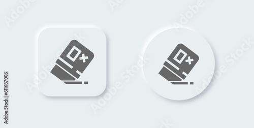 Eraser solid icon in neomorphic design style. Wipe out signs vector illustration.