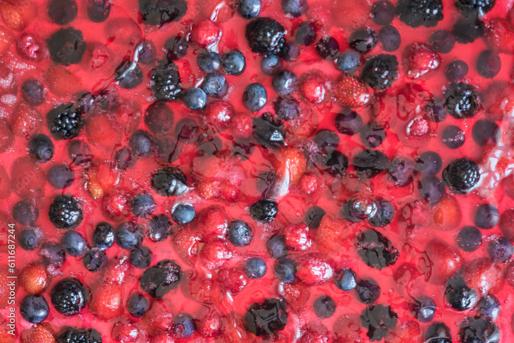 Fototapeta premium kolorowa galaretka z leśnymi owocami