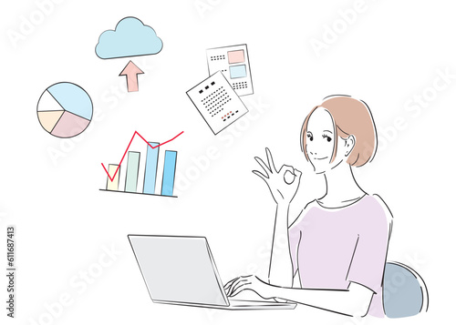 パソノン作業をさくさくとこなすベテラン社員