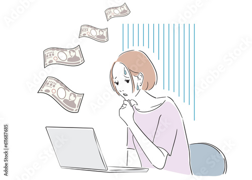 お金の管理がうまくできず不安な女性