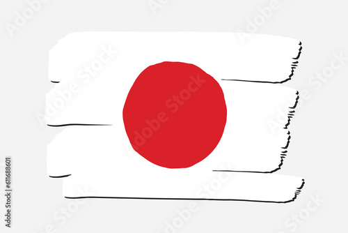 Japan Flag with colored hand drawn lines in Vector Format