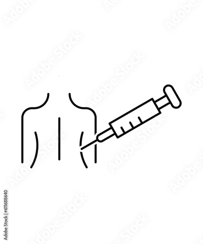 woman with syringe icon, vector best line icon.