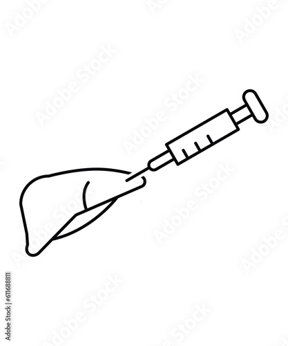 liver with injection icon, vector best line icon.