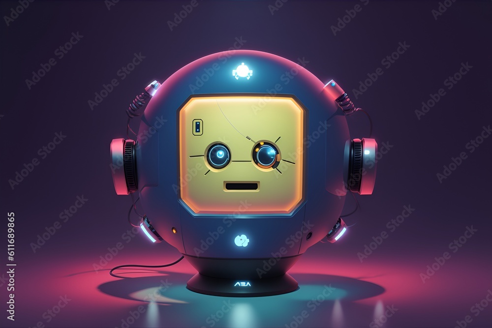 Naklejka premium AI Chatbot Companion: Conversational Robot in 3D Render
