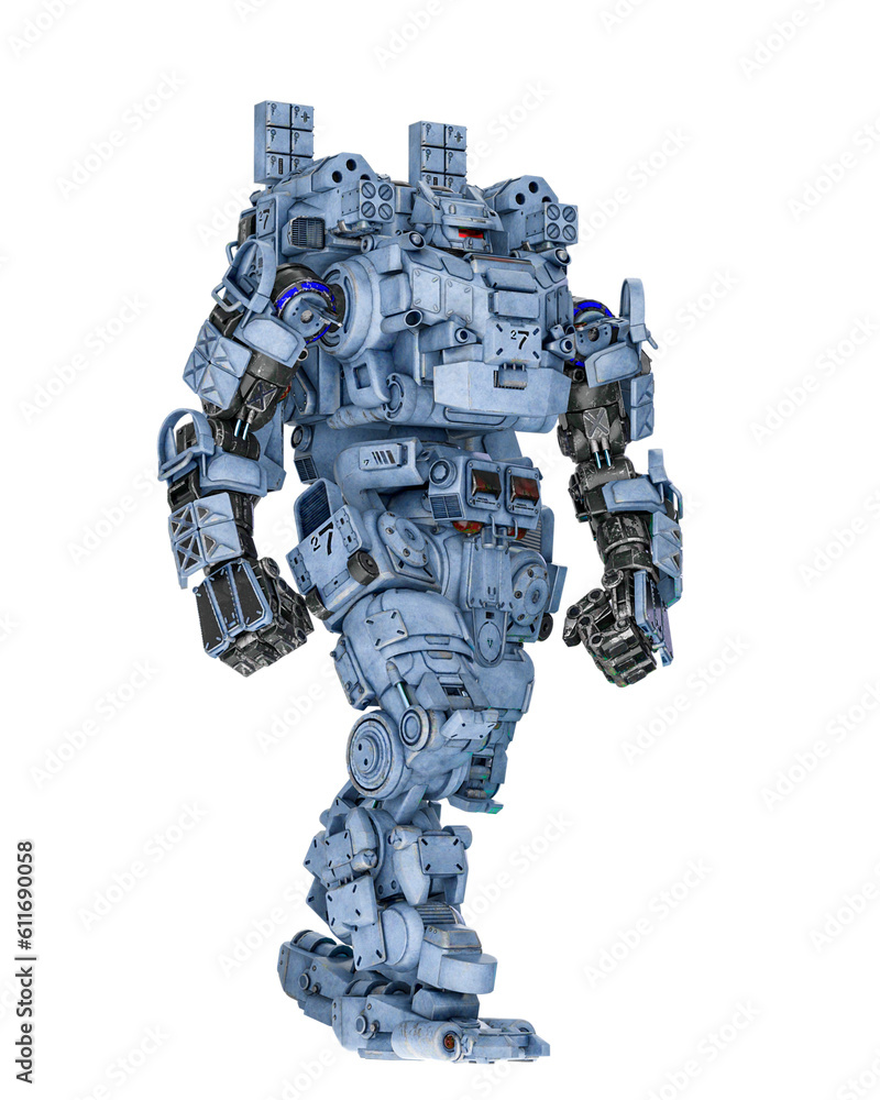 piloted combat sci-fi armor mech unit painted out in coyote tan is walking piloted combat sci-fi armor mech unit painted out in coyote tan is walking
