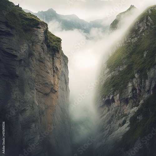 Dramatic View Between Two Cliffs  Generative AI Illustration