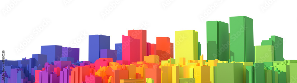 Modern cityscape with tall buildings.