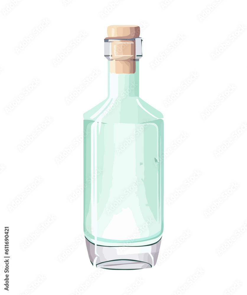 Fresh wine in glass bottle