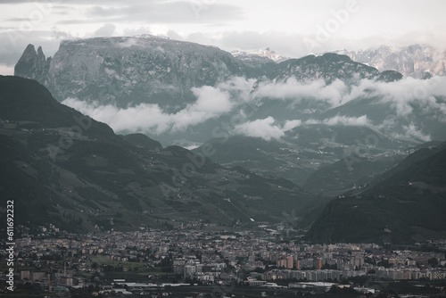 beautiful views of the surrounding mountains seen from Eppan in South Tyrol