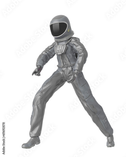 astronaut girl is in discover pose