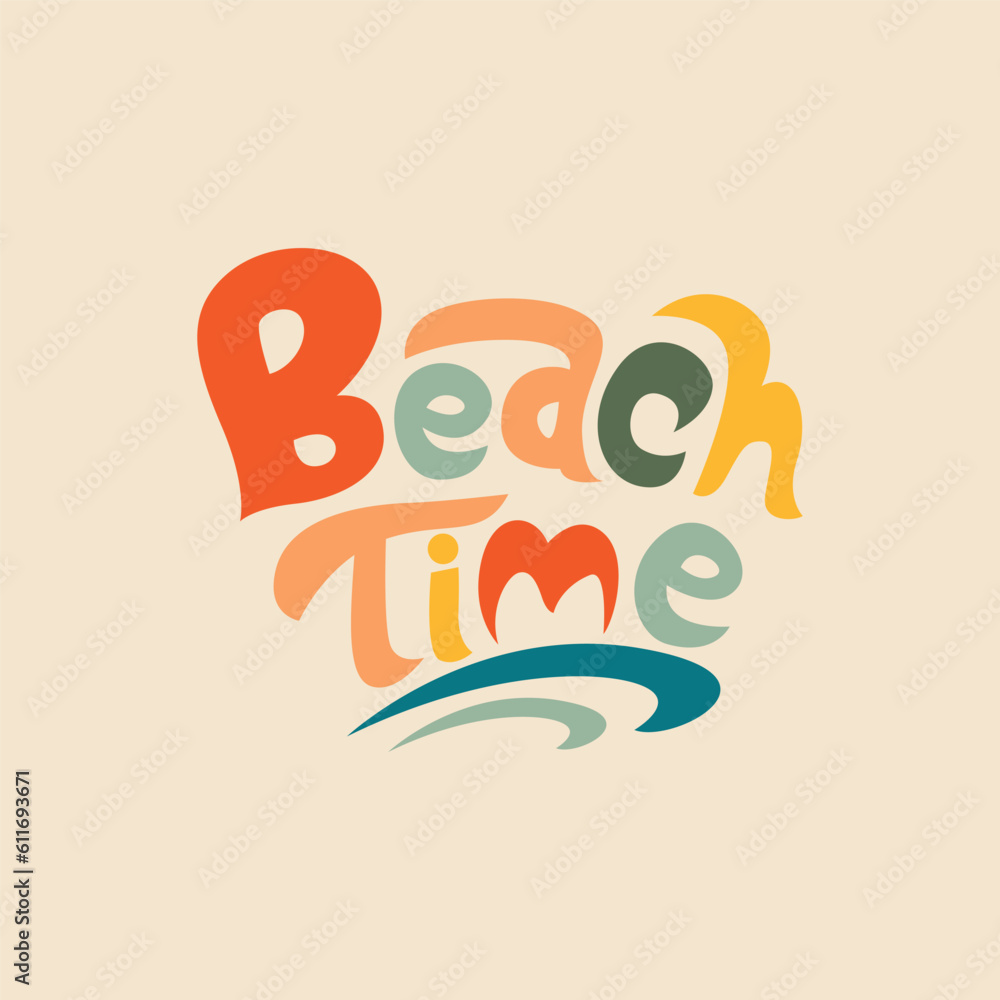 Beach time summer retro style lettering vector illustration for T-shirt print, posters, stickers, greeting card etc. Summer days logo and typography. Beach time summer retro style lettering vector illustration for T-shirt print, posters, stickers, greeting card etc. Summer days logo and typography.