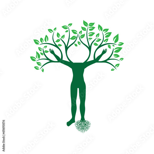 tree nymph or tree spirit in Greek mythology, with abstract and silhouette style. vector illustration of a tree. Can be used to describe nature or healthy lifestyle topics.