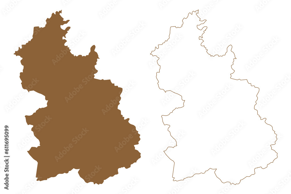 Kirchdorf an der Krems district (Republic of Austria or Österreich, Upper Austria or Oberösterreich state) map vector illustration, scribble sketch Bezirk Kirchdorf an der Krems map