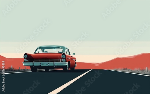 Illustration of vintage cars,created with generative ai tecnology.