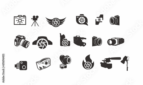 set of digital camera logo vector icon