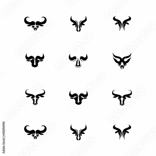 set of bulls head logo vrctor icon photo