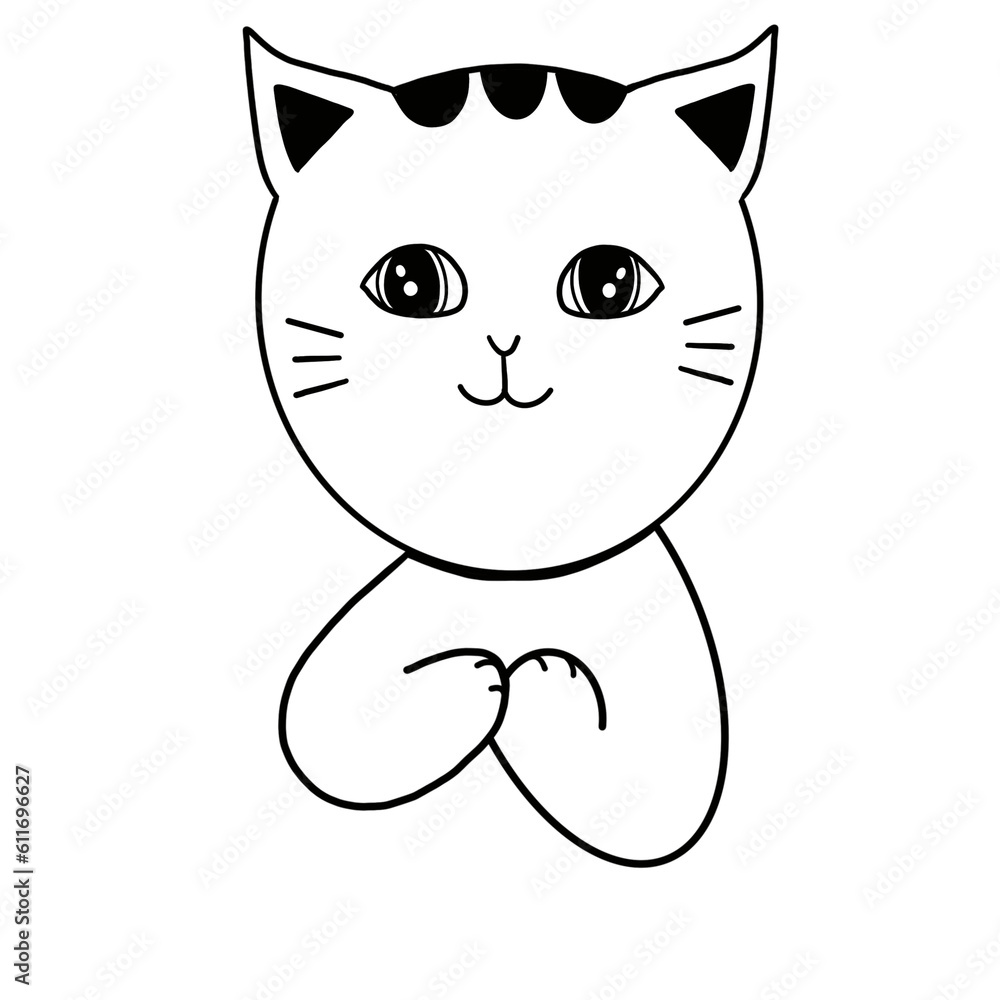 Fototapeta premium A cute little cat with lines created to be able to decorate the work.
