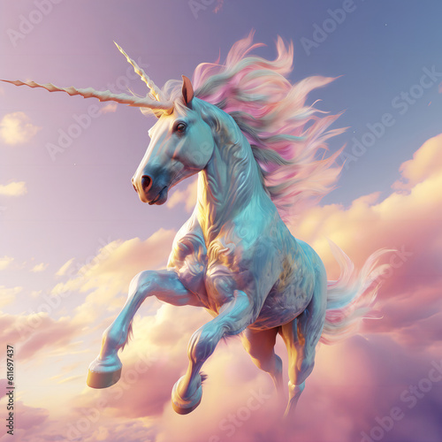 Unicorn as a symbol that everything in life is possible. Unicorn as the winner. Generative Ai 