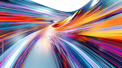 Colorful light wave with motion effect on a white background. Generative AI