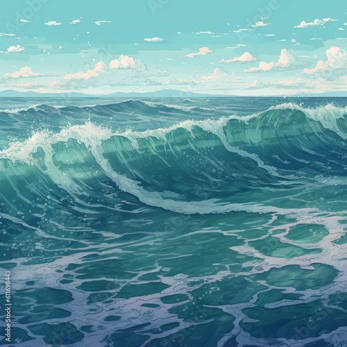 waves and sea generative, ai
