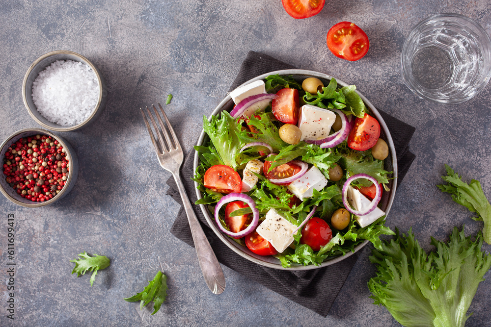 tomato salad with brie cheese olives onion lettuce tomato salad with brie cheese olives onion lettuce