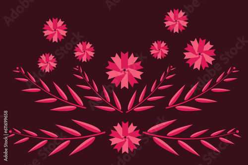 Dark pink floral design 
