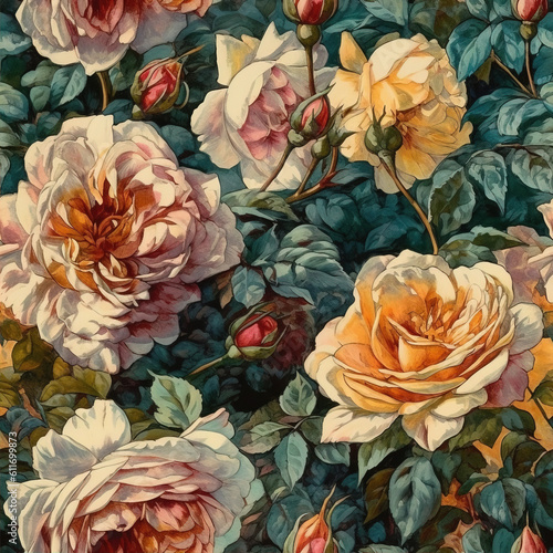 Rose illustration background,created with generative ai tecnology.