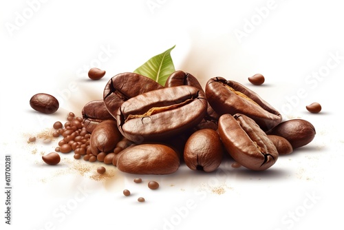 coffee bean isolated on white background. Generated by AI.