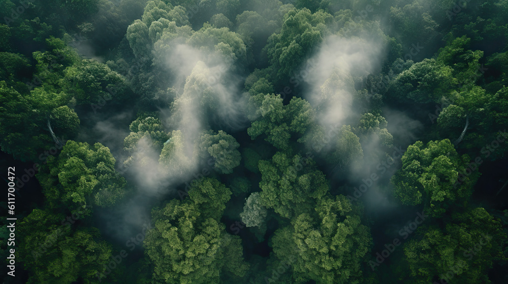 Aerial View of Rainforest Mirroring Human Respiratory System
