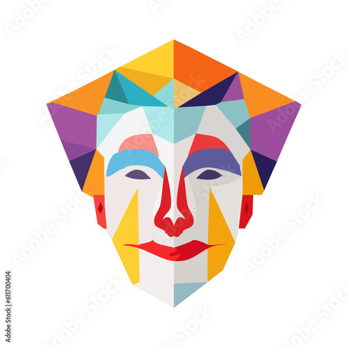 Colorful clown head with geometric shape vector illustration