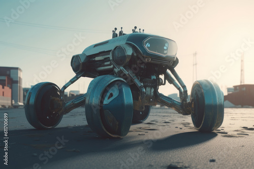Robot car, concept of the future. AI generative.