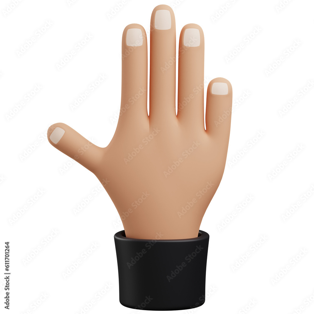 3d hi hand gesture illustration with isolated design