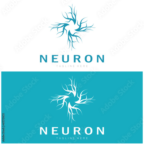 Neuron,seaweed or nerve cell logo design molecule logo illustration template icon with vector concept