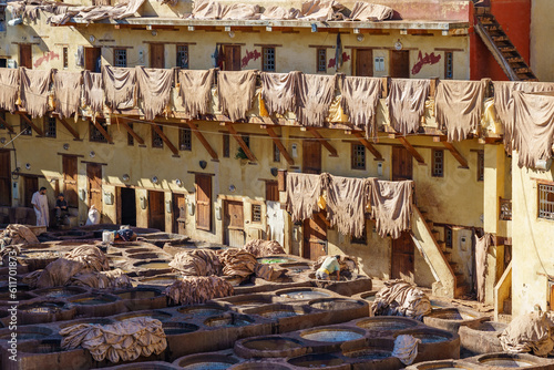 Morocco. Fez. The Chouara tannery is the largest of the four traditional tanneries still present in the heart of the Fez el-Bali medina. photo