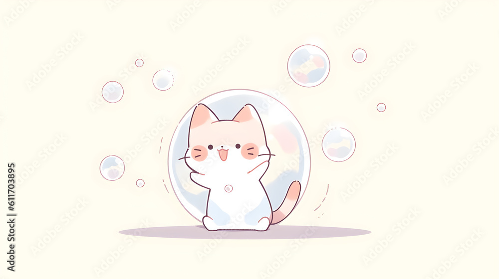 cat with a white bubble, Generative AI cat with a white bubble, Generative AI