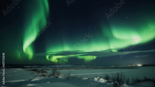 Northern lights in Iceland. Photorealistic illustration generative AI. © July P