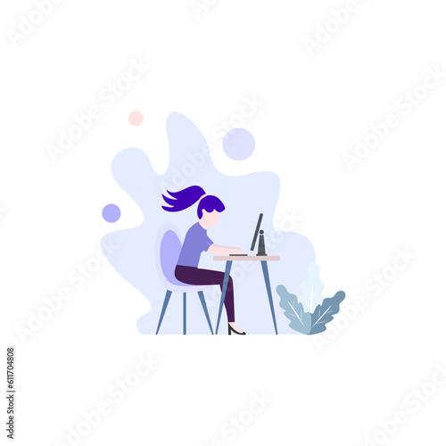 illustration of a woman working in front of a computer