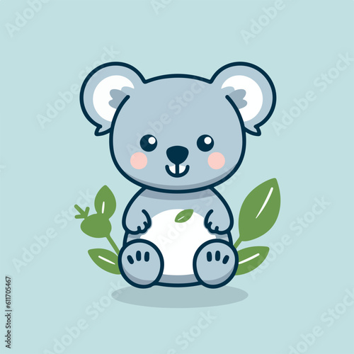 Adorable Koala in cartoon, doodle style. Set, Lovely Australian Animals logo Characters Vector Illustration 