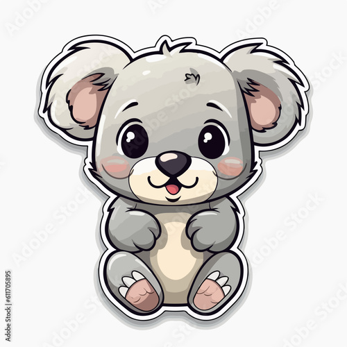 Fototapeta Naklejka Na Ścianę i Meble -  Adorable Koala in cartoon, doodle style. Set, Lovely Australian Animals logo Characters Vector Illustration

