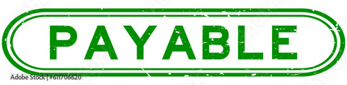 Grunge green payable word rubber seal stamp on white background