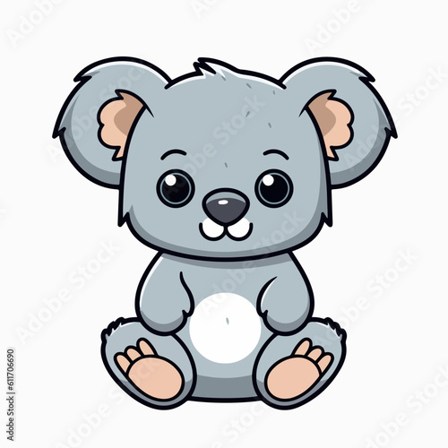 Adorable Koala in cartoon  doodle style. Set  Lovely Australian Animals logo Characters Vector Illustration 