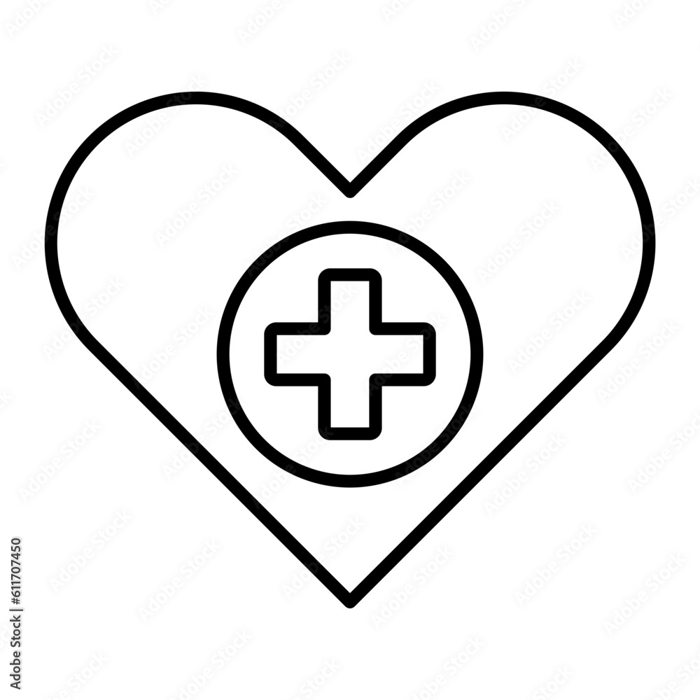 Medical Love Thin Line Icon Medical Love Thin Line Icon