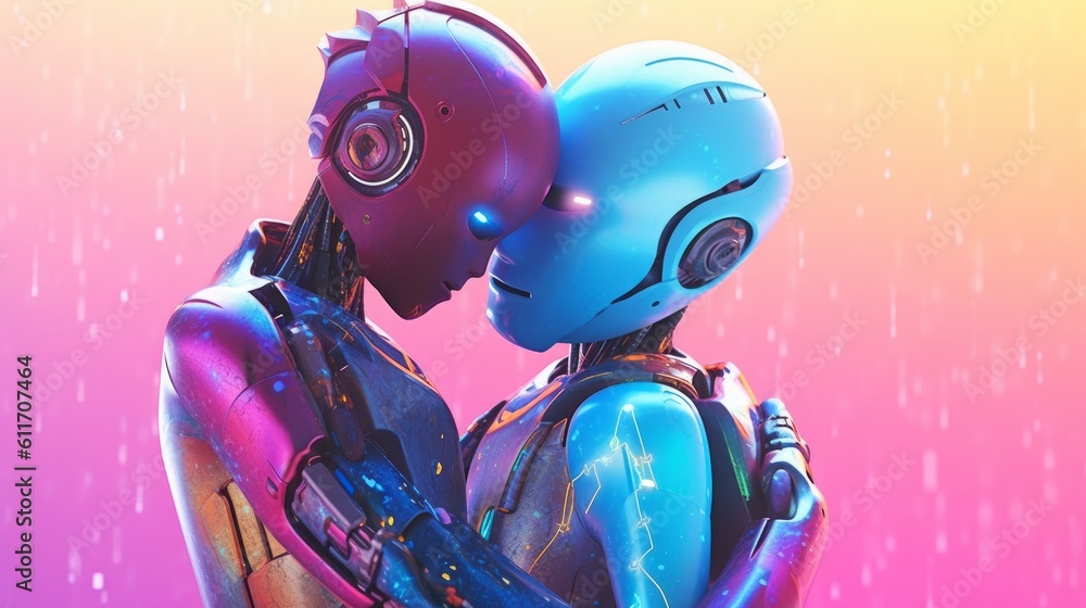 Supportive Gay Robot Offering a Shoulder to Lean On. Generative AI. Supportive Gay Robot Offering a Shoulder to Lean On. Generative AI.